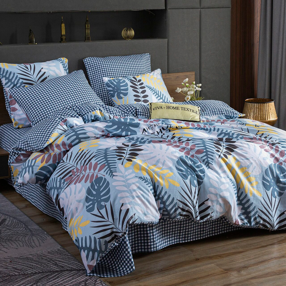 Комплект постельного белья Делюкс Сатин 100% хлопок на резинке LR326