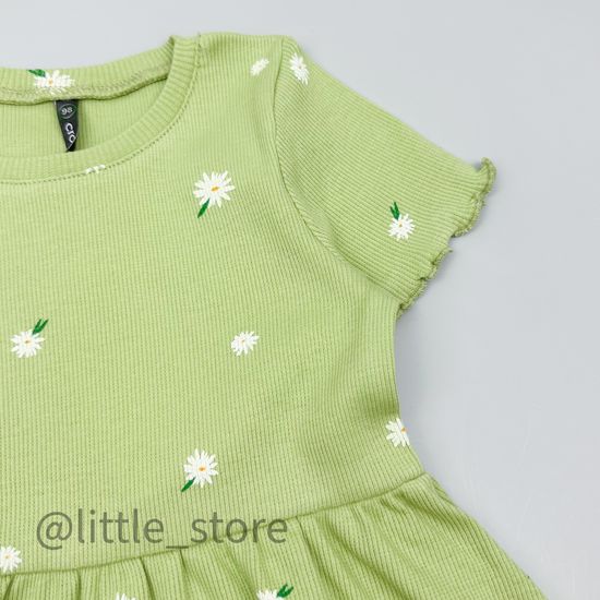 Платье хлопковое "Летние цветы" сочный лайм