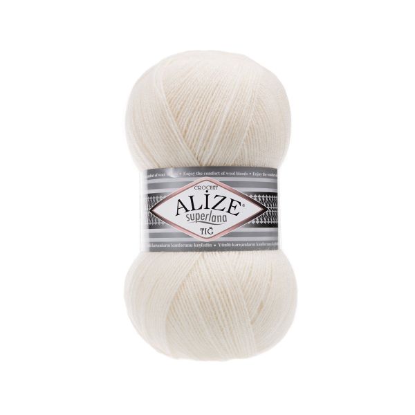 Пряжа Alize (Ализе) Superlana TIG / уп.5 мот. по 100 г, 570м, 062 молочный A