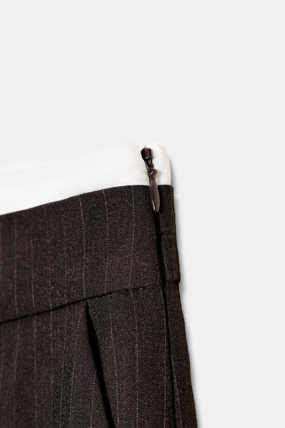 ZARA БРЮКИ С ШИРОКИМ ДВОЙНЫМ ПОЯСОМ, КОРИЧНЕВЫЙ