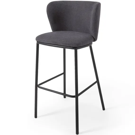Ciselia Барный стул из темно-серой синели и черной стали 75 см