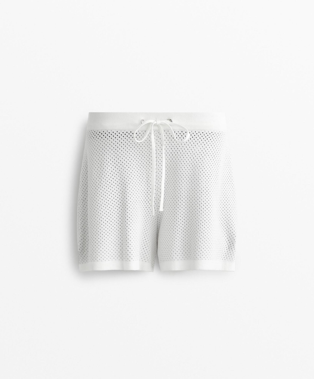 Oysho Шорты вязаные ажурные, белый