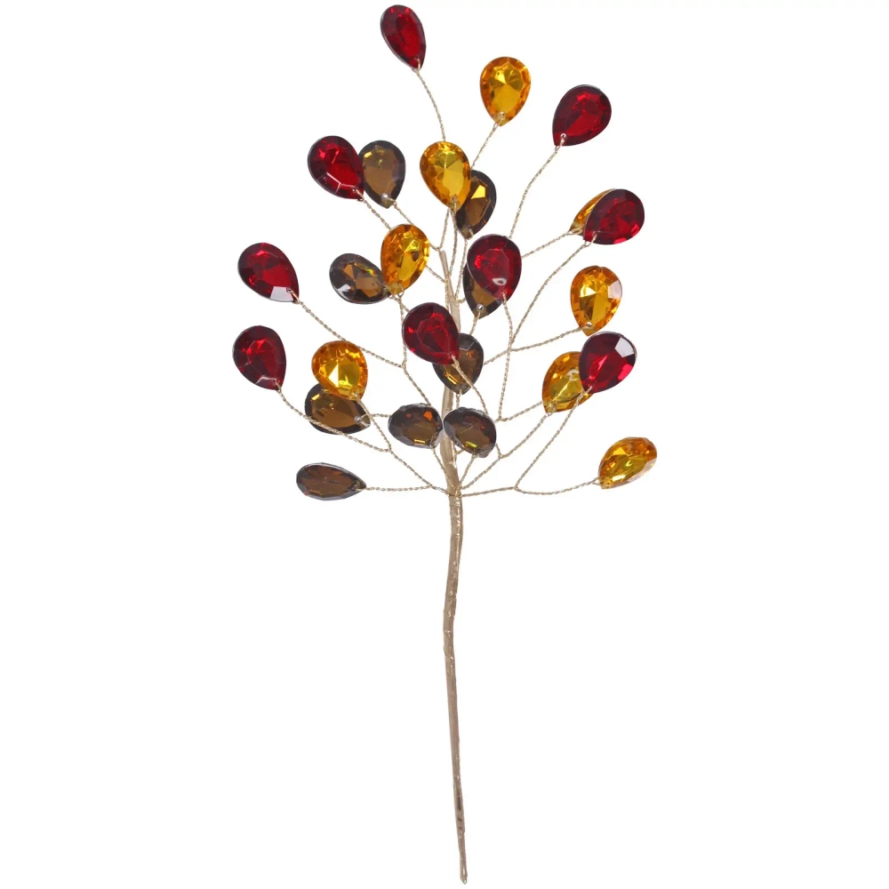 Ветка декоративная «Драгоценный камень» 23 см, Янтарь/Шоколад