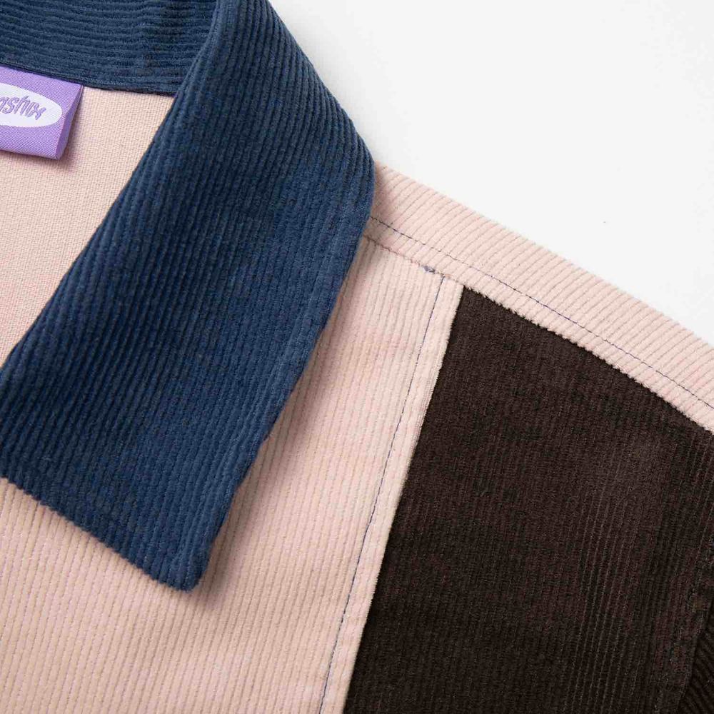 Рубашка Ymkashix Velvet Color block Zip Коричневая/Синяя/Розовая