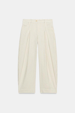 ZARA БРЮКИ БАРРЕЛЬ В ПОЛОСКУ — ZW COLLECTION, ЭКРЮ