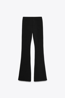 ZARA БРЮКИ FLARED ИЗ ЭЛАСТИЧНОЙ ТКАНИ, ЧЕРНЫЙ