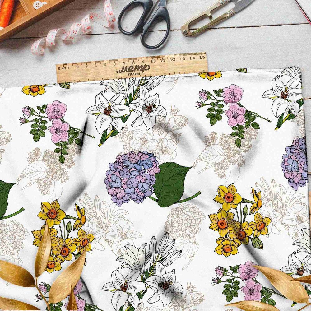 Ткань бифлекс цветочное разнообразие