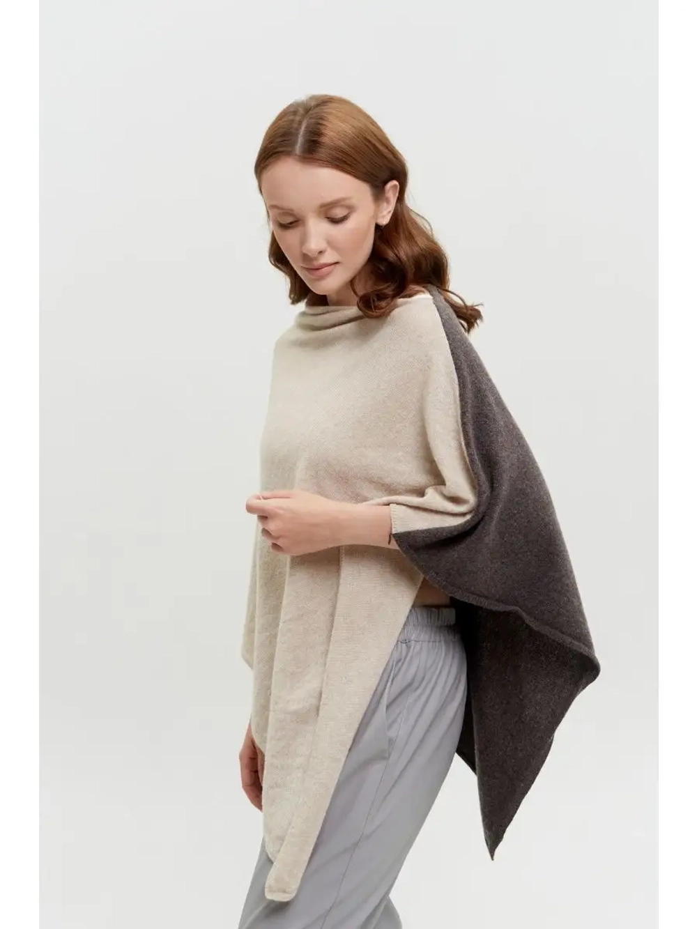 Накидка женская Т028-08/13 бежевый/коричневый