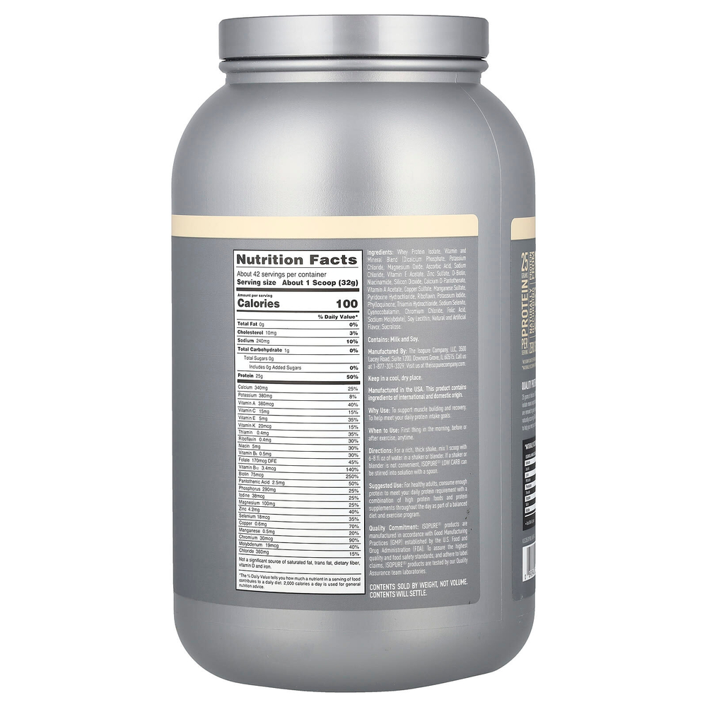 Isopure, протеиновый порошок с низким содержанием углеводов, со вкусом обжаренного кокоса, 1,36 кг (3 фунта)