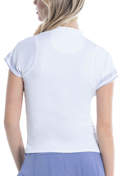 Женская теннисная футболка Lucky in Love All About Ikat Stripe Short Sleeve Top - White