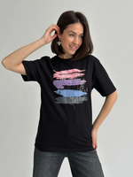 Футболка оверсайз с принтом длинная