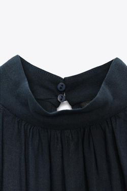 ZARA ДЛИННЫЙ КОМБИНЕЗОН ИЗ ЛЬНА, СИНИЙ/БЕЛЫЙ