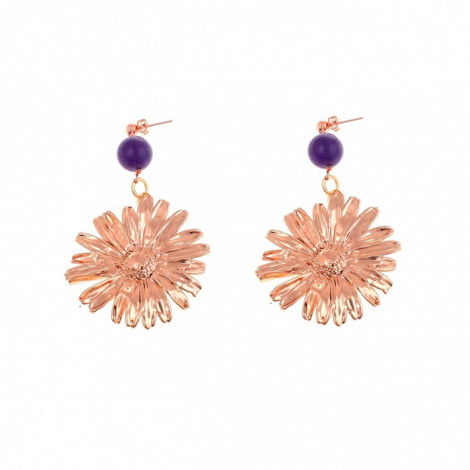 Серьги цветы Ester Bijoux Маргаритки OR1024/M-RG/V BR