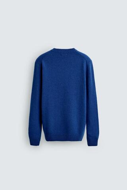 ZARA СВИТЕР КЛАССИЧЕСКОГО КРОЯ ИЗ СМЕСОВОЙ ШЕРСТИ, ЯРКО-СИНИЙ