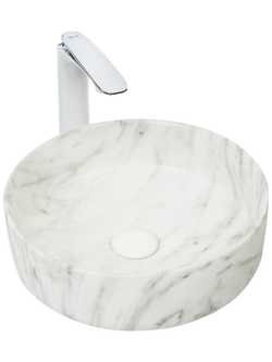 Раковина накладная (мрамор белая с серым) WeltWasser WW  ELBACH 3134 M820 355х355х120