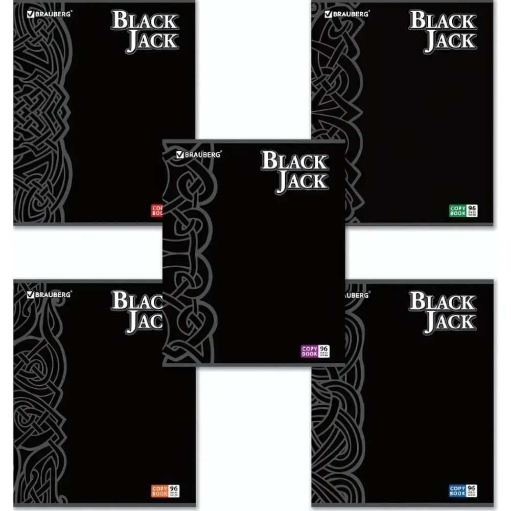 Тетрадь 96л. А5 клетка Brauberg «БЛЭК ДЖЭК» выборочный лак обложка картон АССОРТИ (7)
