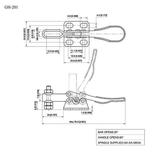 Прижим с горизонтальной ручкой Woodwork GH-201