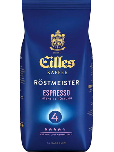 Кофе в зернах EILLES COFFEE Rostmeister ESPRESSO, 1000 г, Смесь зерен робусты и арабики, крепкий и ароматный
