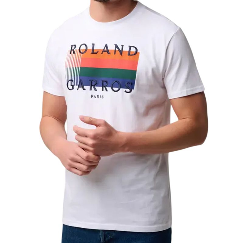 Мужская теннисная футболка Roland Garros Color Lines - white