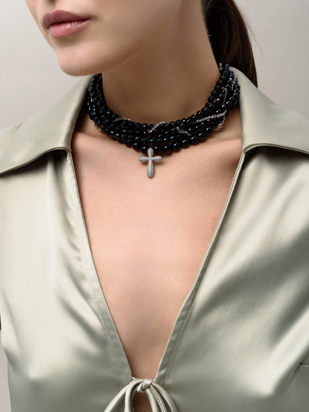 Колье "Holiday Black" из чёрного турмалина Silver