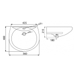Умывальник "Оптима-56" с переливом (на пост.Салют,Антей) кронш 24см) (г.Лобня)