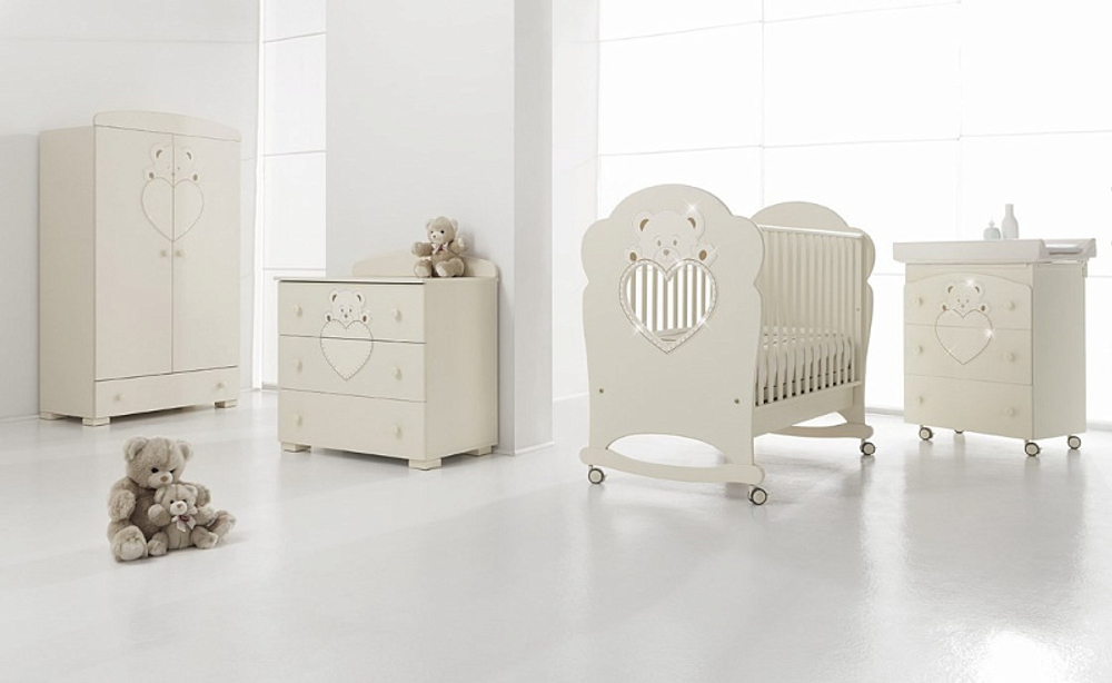 Детская кроватка Erbesi Cucciolo 125х65 см колесо-качалка белый