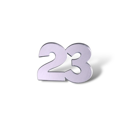 Топпер Мини надпись "23" №2 (4см) 5шт акрил СЕРЕБРО