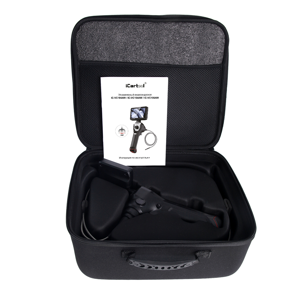 Видеоэндоскоп управляемый, экран 4.5", 1Мп, 1280х720, 1.5м, 4мм зонд, всесторонняя артикуляция iCartool IC-VC154AW