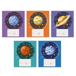 Тетради А5 24л. Скрепка. Линия-Планеты