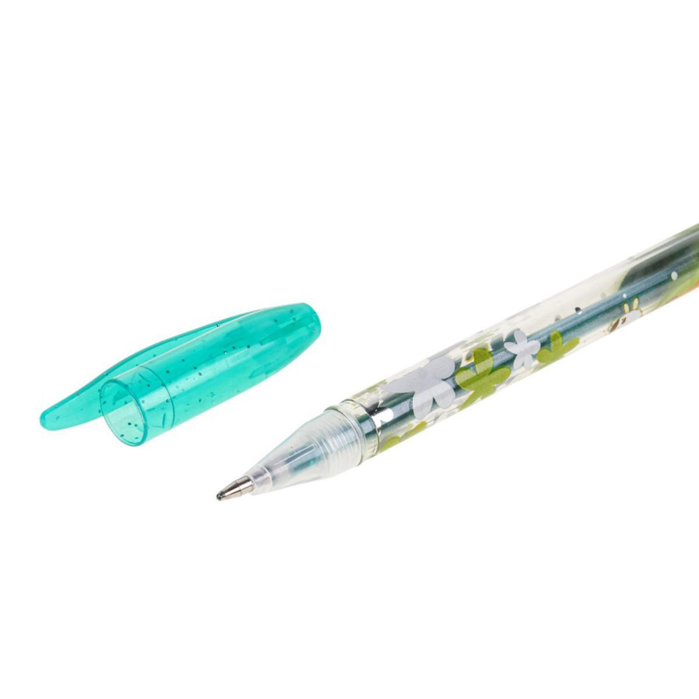 Набор гелевых ручек 12 цветов с блестками, рисунок на корпусе