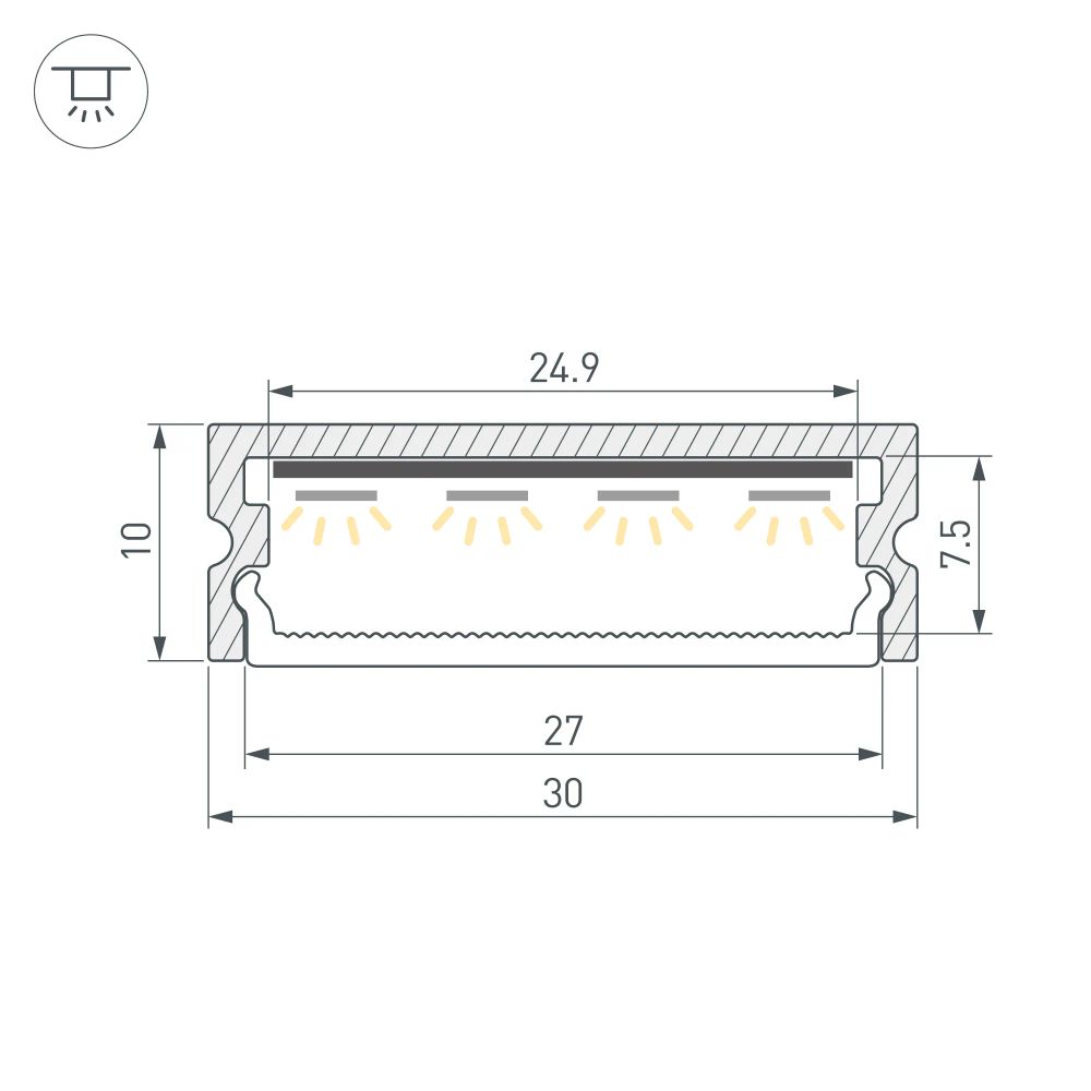 Профиль LINE-3010-2000 ANOD (Arlight, Алюминий) 061543