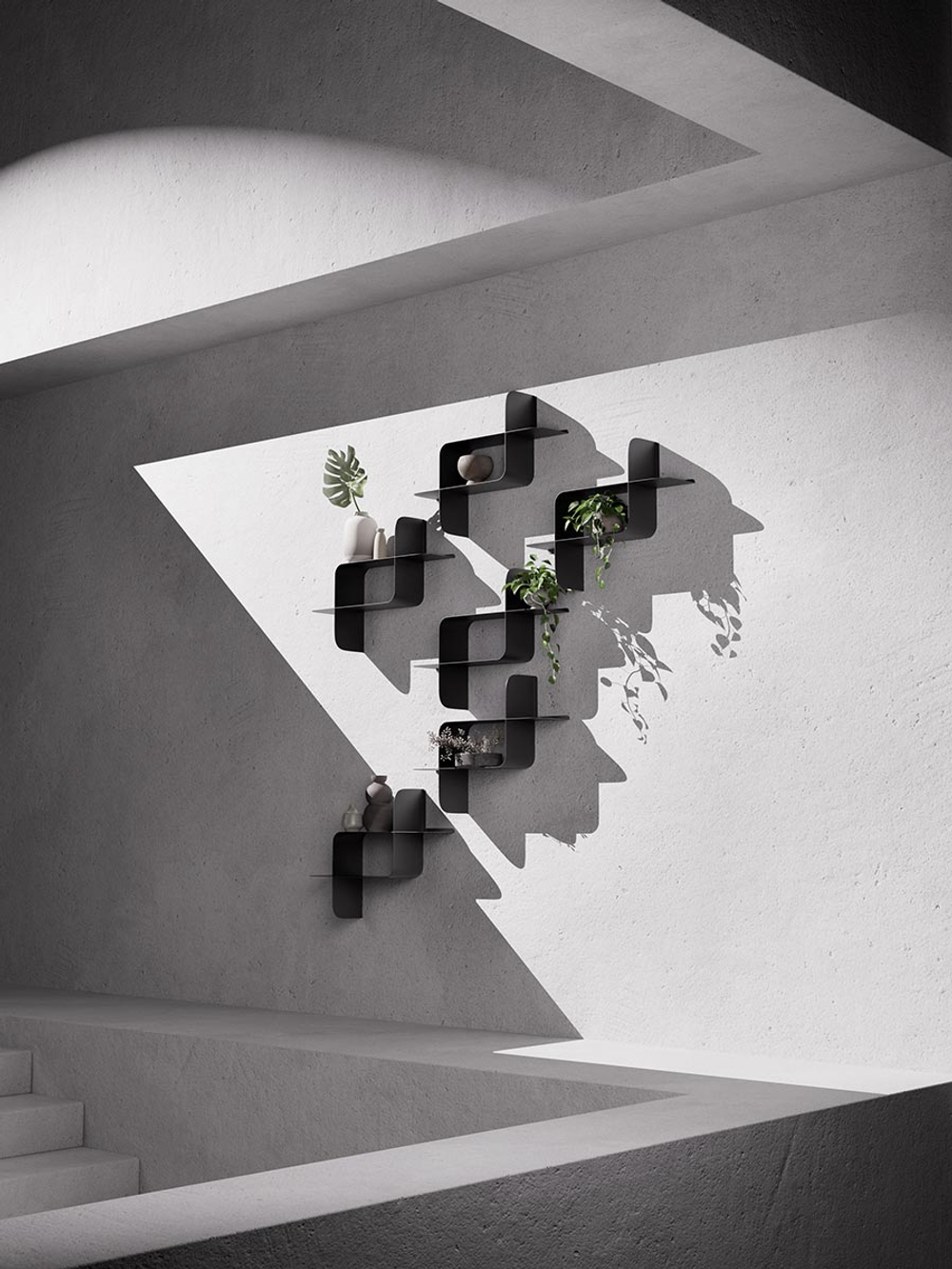 Набор металлических настенных полок UMBRA Montage, 2 шт., черные