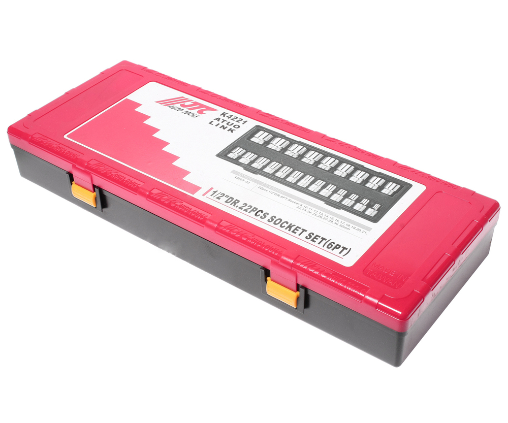 Набор головок торцевых 1/2" 6-ти гранных 08-32мм 22 предмета в кейсе JTC