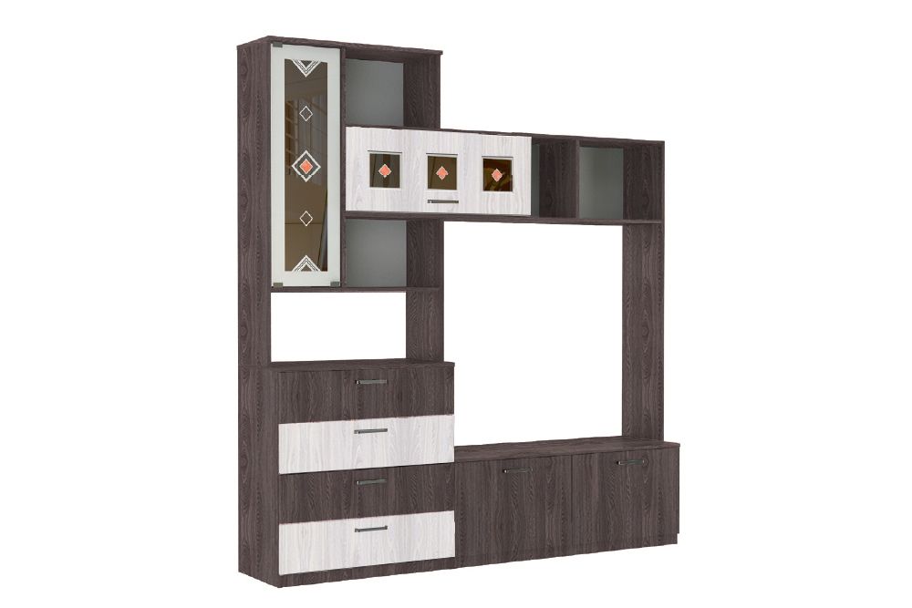 Стенка "Александра  4" ЛДСП (ясень анкор тем./ясень анкор св.), Фант-мебель, г. Волжск