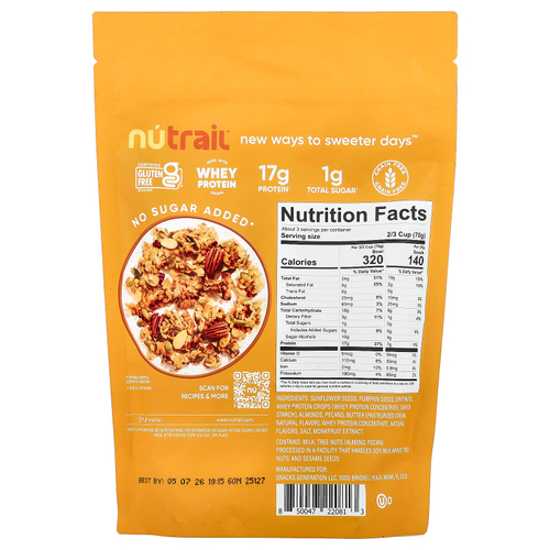 NuTrail, протеиновая и ореховая гранола, мед и орехи, 227 г (8 унций)