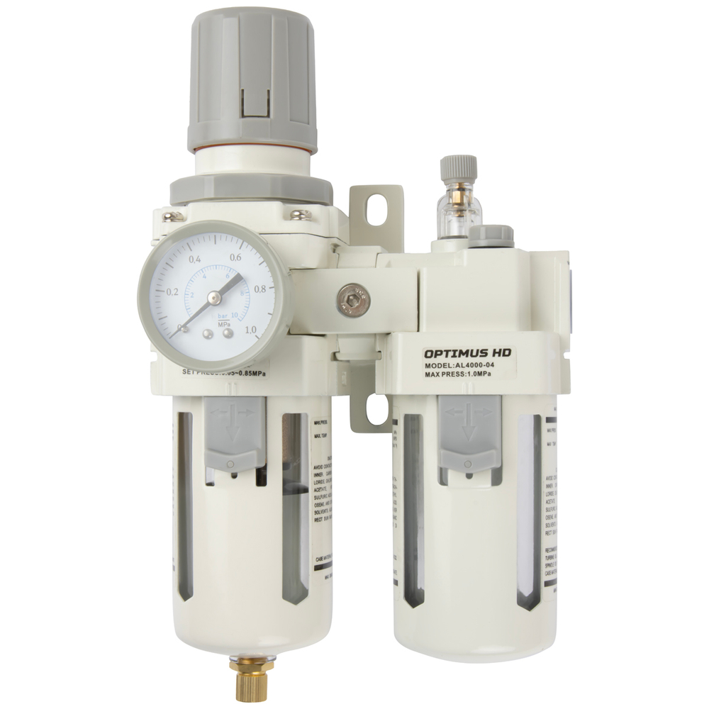 AC4010-04 Блок подготовки воздуха 1/2" с фильтром, манометром, маслораспылителем и регулятором давления
