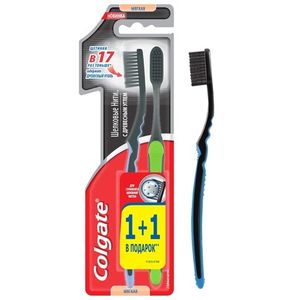 ЗУБНАЯ ЩЕТКА COLGATE ШЕЛК НИТИ С ДРЕВЕСНЫМ УГЛЕМ 1+1