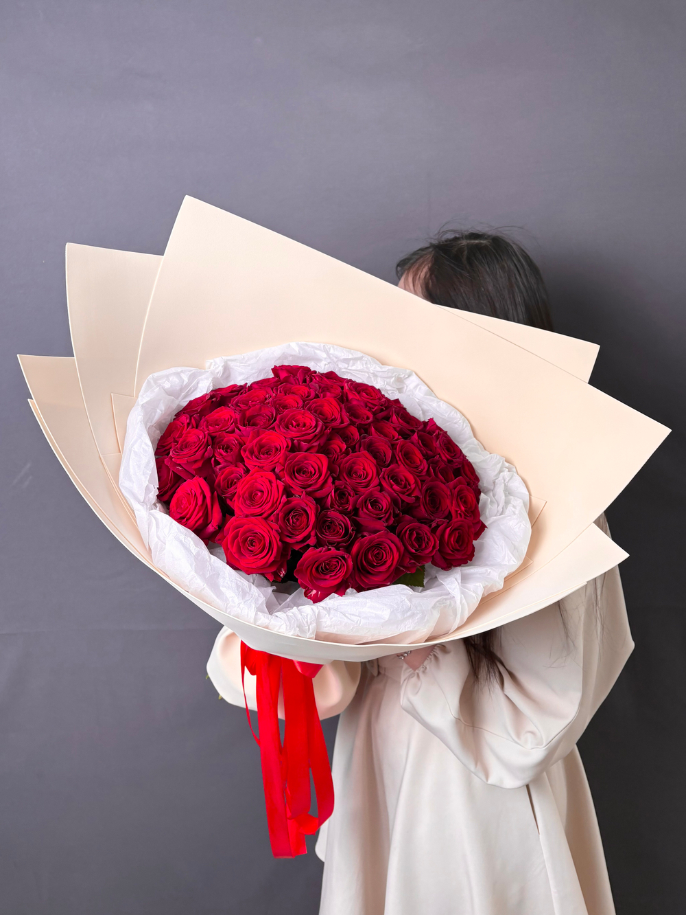 51 красная роза 50 см