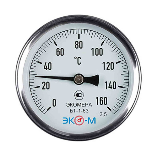 Термометр 63х1/2'' 160С БТ-1-63 шток 60мм (осевое подкл.,корпус алюминий) ЭКОМЕРА