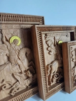 Освященная Икона Святой Георгий Победоносец, дуб 12.5х11см