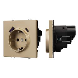Механизм розетки с USB зарядкой SCT-NOBE-MUAC-SFPL-GD (230V, 16A) (Arlight, Золотой песок) 054286