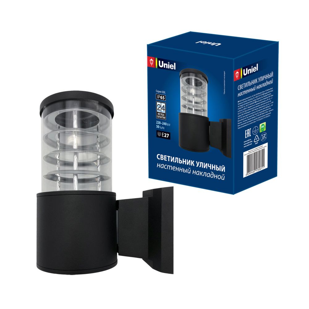 UUL-S11A 60W-E27 IP65 BLACK Светильник уличный. под лампу Е27. Архитектурный накладной. Корпус черный. TM Uniel.