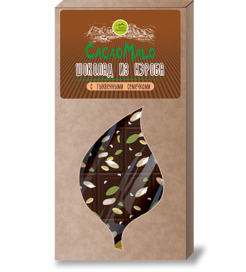СКИДКА 50% Шоколад из Кэроба необжаренного с тыквенными семечками, 85г.