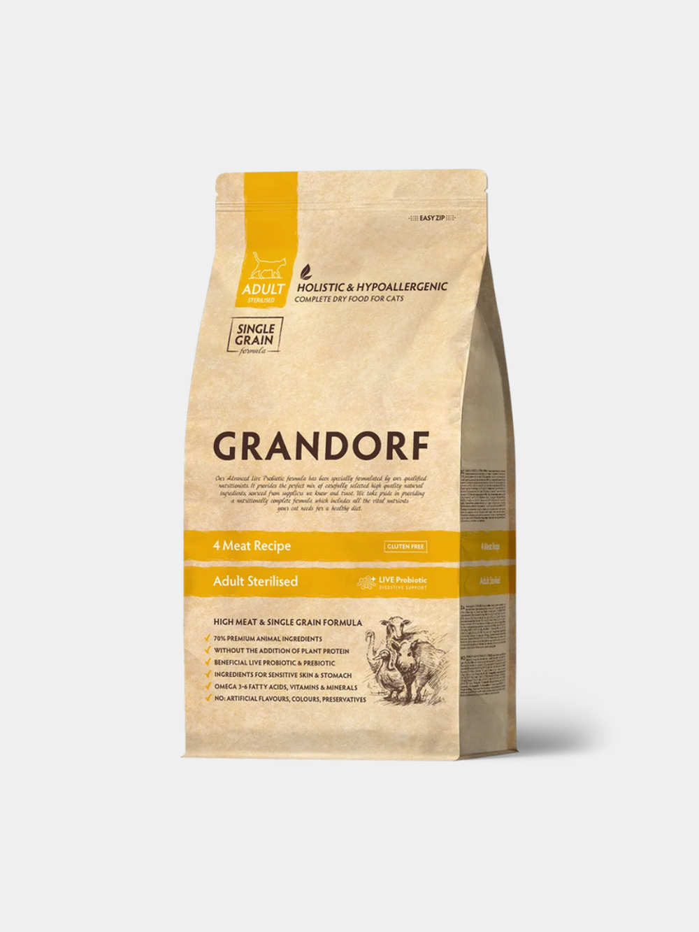 Grandorf Cat 4 Meat Sterilised Adult Сухой корм для стерилизованных кошек от 1 года, 2кг.