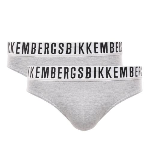 Мужские трусы брифы серые набор 2 в 1 Bikkembergs ESSENTIAL BKK1USP01BI/2