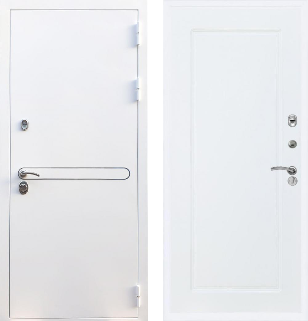 Входная дверь белая Рекс Лайн Вайт белая шагрень / ФЛ-119 Силк сноу (белый матовый, без текстуры) 16мм