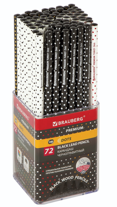 Карандаш ч/г HB "Dots" корпус в ассортименте (BRAUBERG)