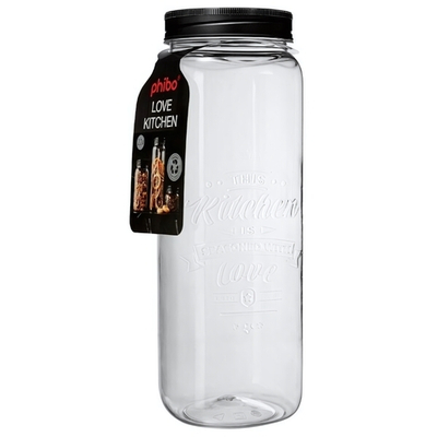 Банка квадратная с тиснением love kitchen 2,2л (черный)