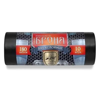 Мешки для мусора ПВД 180л в рулоне «БРОНЯ» (90*110*60мкн) Ромашка (10ш/рул)черн