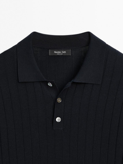 Massimo Dutti Футболка с воротником поло, темно-синий